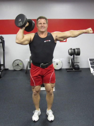 Start position for the one-arm press