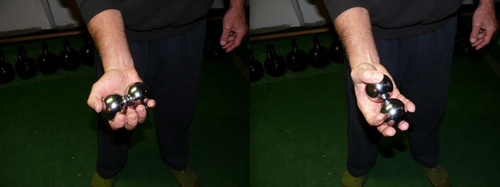 Peter yates demonstrating the use of tai chi balls for grip building